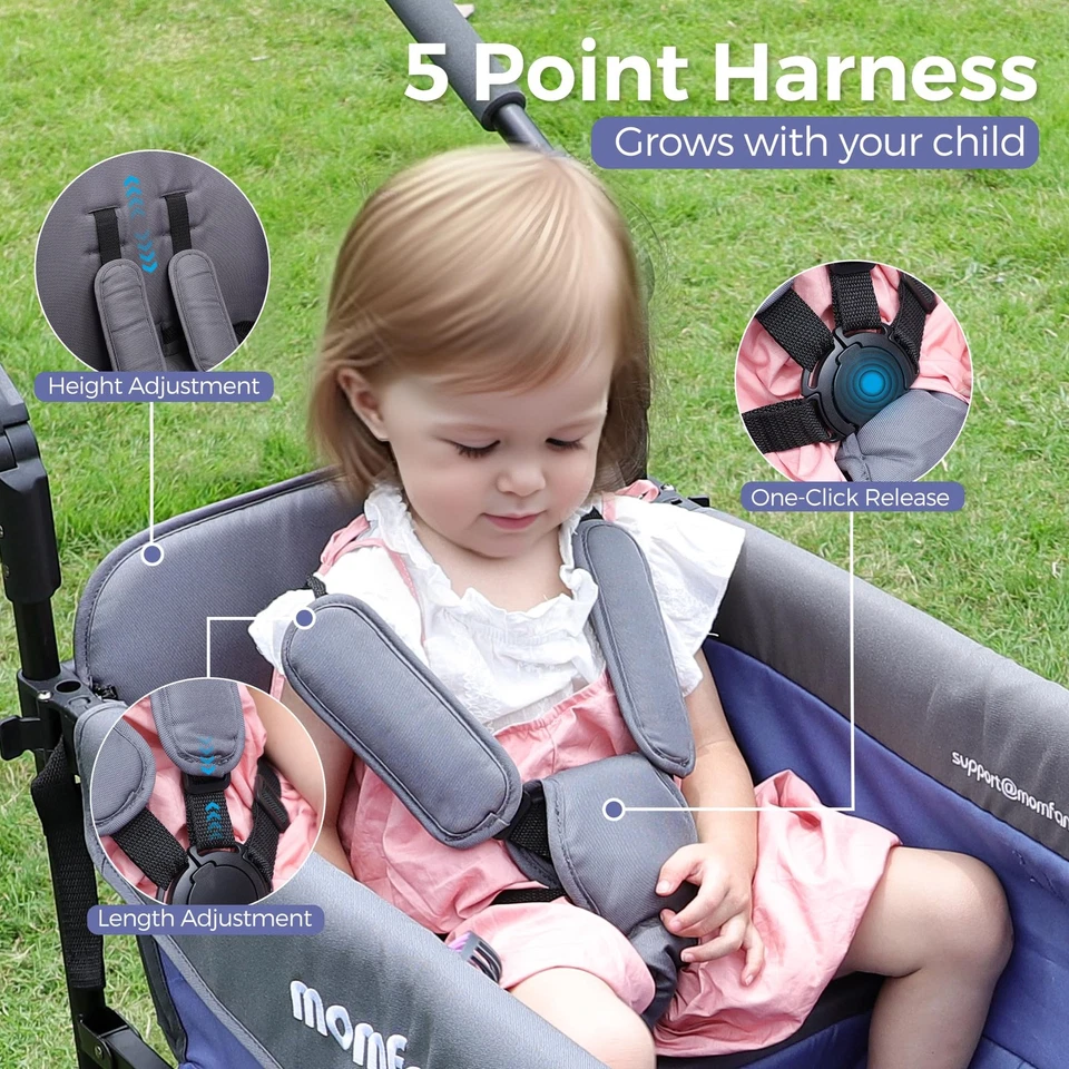 Stroller Wagon for 2 Kids w/Canopy, Adjustable Push/Pull Handle Folding Stroller - Image 4 of 4