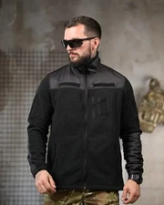 Tactical black fleece jacket detroid winter with a snake pattern for the mil💛💙