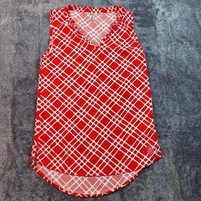 Pressbox NC State Wolfpack Sleeveless Top Red White Lattice Print Women Medium