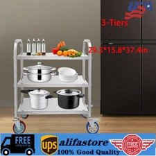 3 Tier Rolling Kitchen Island Trolley Cart Storage Serving Shelf Dining w/ Wheel