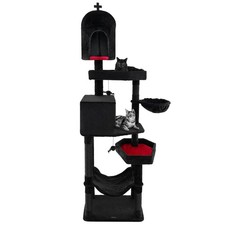 Gothic Cat Tree for Indoor Cats Extra Large Cat Tower w/2 Cat Condos Coffin Bed