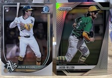 2025 Jacob Wilson RC Lot Bowman Chrome RC #1 Panini Silver Prizm #90 Athletics