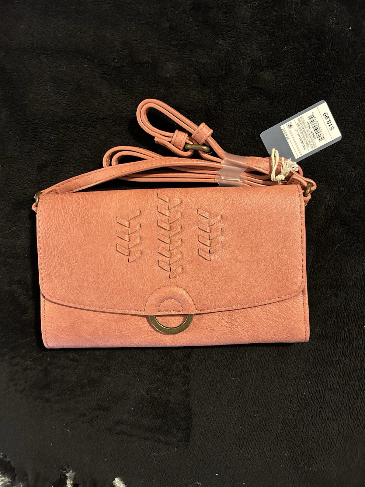 Rose Embroidery Snap Closure Crossbody Bag with Universal Thread-image