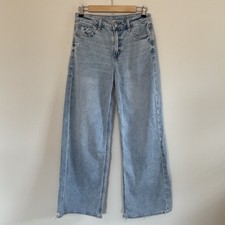 American Eagle Stretch Super High Rise Baggy Wide Leg Jeans Womens 2 Light Wash