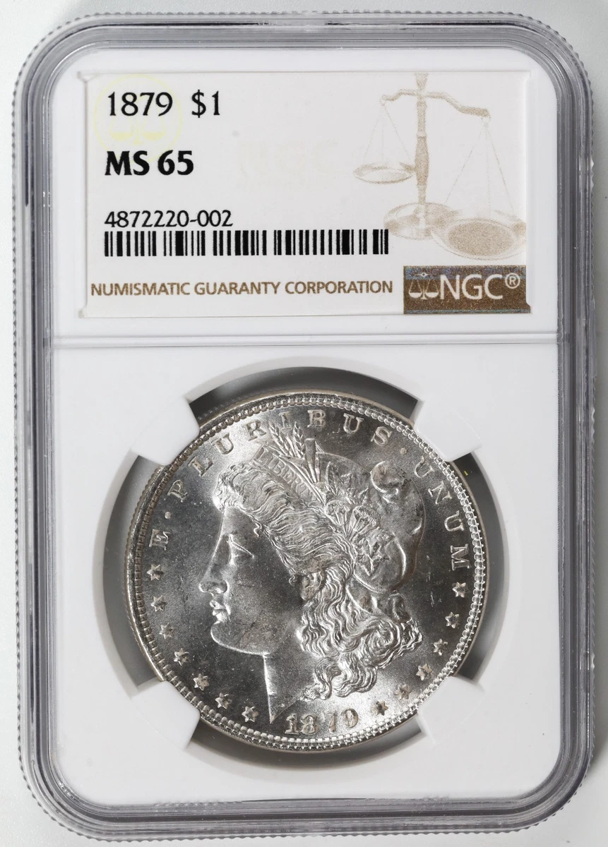PCGS Certified MS 65 Graded 1879 Year Morgan US Dollars (1878-1921 PCGS Certified MS 65 Graded 1879 Year Morgan US Dollars (1878-1921