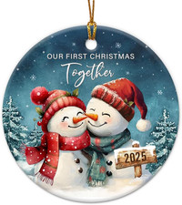 Our First Christmas Together Ornament 2025 - Cute Couple Snowman Ornaments for C