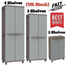 Tall Plastic Cupboard Storage Outdoor Garden Cabinet 1 Internal and 4 Shelves
