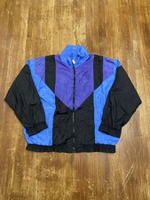VTG 90s Full Zip Multicolor Patterned Windbreaker Training Running Jacket Large