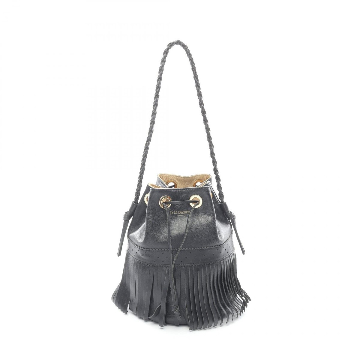 J&M Davidson CARNIVAL L Shoulder drawstring fringe Bag leather