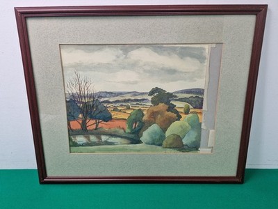 Gerahmtes Croft Castle Landschaft Aquarell Gemälde des Künstlers Jean Wilkinson A/F