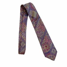 Strathmore Silk Paisley Scroll Floral Mod Purple Red Tie