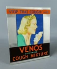 Vintage Venos Lightning Cough Mixture Lithographed Tin Sign Showcard c1940