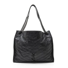 Saint Laurent Crinkled Calfskin Monogram Niki Large Shopping Tote
