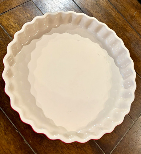 Le Creuset 1140 Red Fluted Tart Quiche Pie Baking Dish 9" Stoneware