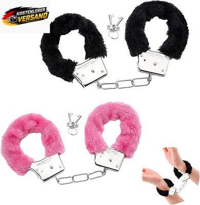 2 Paar Metall Handschellen Mit Schlüssel Set, Plüsch Handschellen Für Sexspiele,