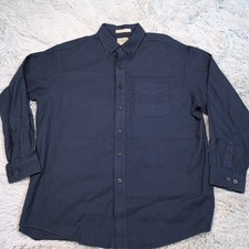 L.L. Bean Shirt Mens L Blue Check Button Up Preppy Pocket Casual Comfort Preppy
