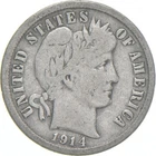 1914-D Barber Dime 90% Silver Average Circ *8719