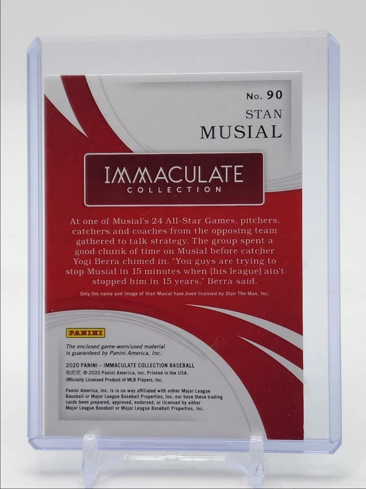 STAN MUSIAL 2020 IMMACULATE GAME USED BAT PATCH RED ST. LOUIS /25 Q2474 - Image 2 of 2