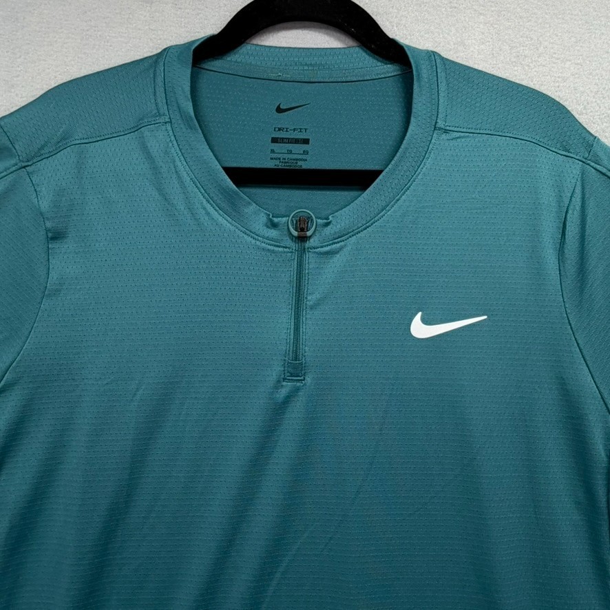 Nike Court Dri Fit Advantage Tennis Jersey Mens XL Teal Stretch