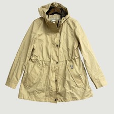 Hunter Beige Hooded Raincoat Jacket Women's M Mesh Lining M0213