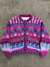 Siochain Wicklow Ireland Hand Loomed Mohair Sweater Jacket Lined Sz Large