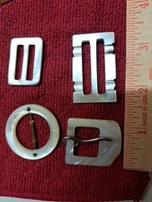 Lot of 4 Vintage Genuine Mother of Pearl BELT BUCKLES Circa 1940's