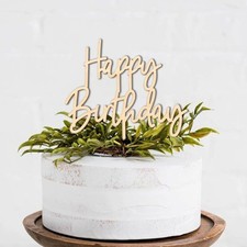 Happy Birthday Wooden Cake Topper - Happy Birthday Party Cake Decorations Sup...