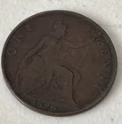 1898 One Penny - Queen Victoria Veiled Head - British Bronze Coin/Excellent Con.