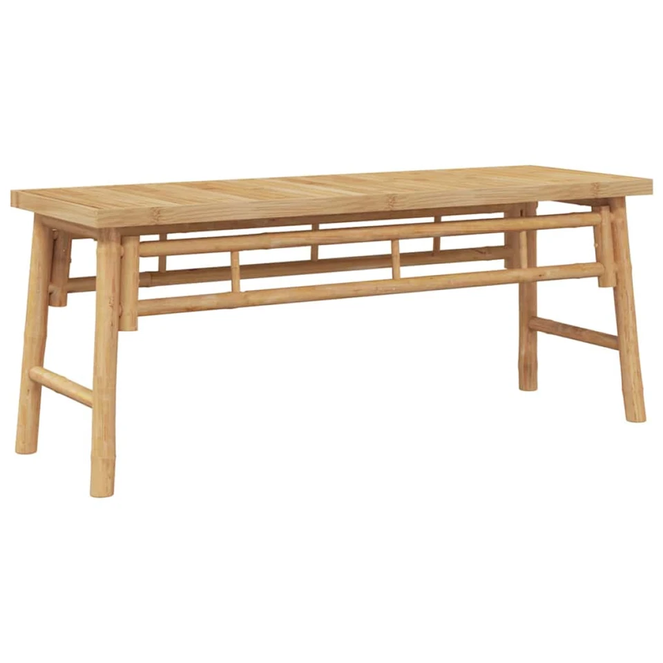 Bench Brown Bamboo 110 x 38 x 45 cm Outdoor Bamboo Fibre Seat Minimalist Console - Image 4 of 4