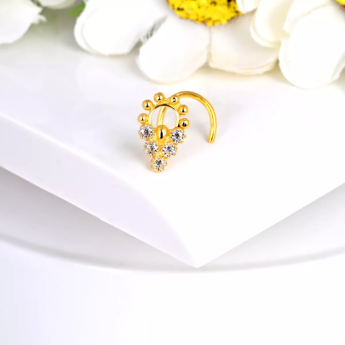 Indian Nose Jewelry Diamond Nose Piercing Crock Screw Nose Stud Wedding Gift 296