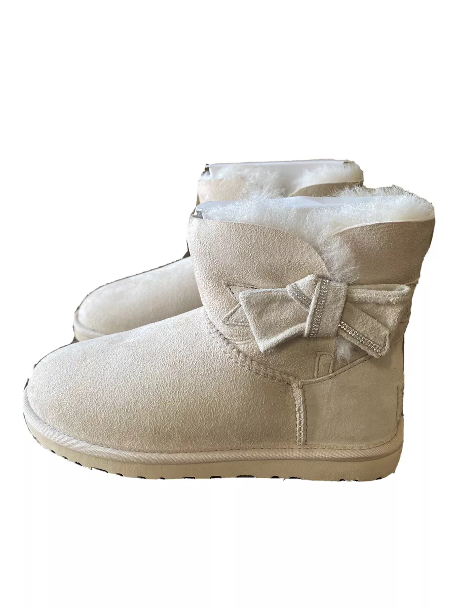 Girls UGG Boots w Swarovski Crystals Bow Cream Size 6 eBay