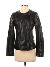 Galeries Lafayette Women Black Leather Jacket 36 French