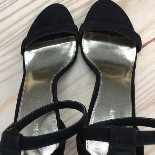 Old Navy Heels Womens 10 Ankle Strappy Stiletto Sandals Black Fabric Buckle - Picture 13 of 16