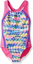 Speedo L42546 Girls' Pink Thick Strap Racer Back Swimsuit One Piece Size 16
