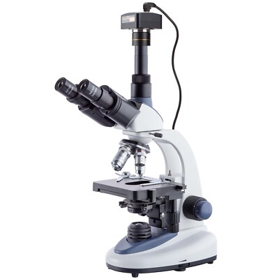 AmScope 40X-2500X 1W LED Trinocular Compound Microscope + 8MP Camera