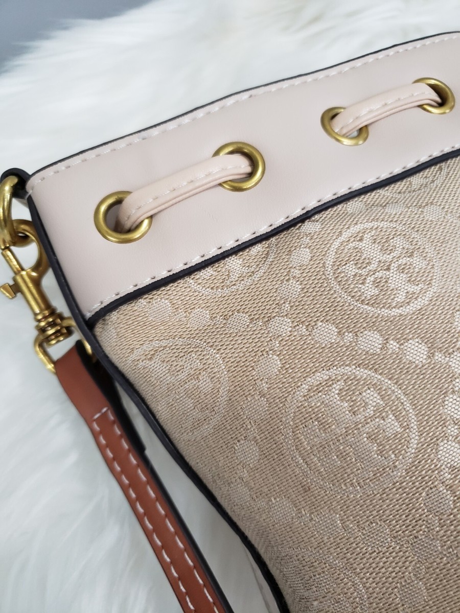 Tory Burch Ivory T Monogram Mini Bucket Bag Crossbody Purse