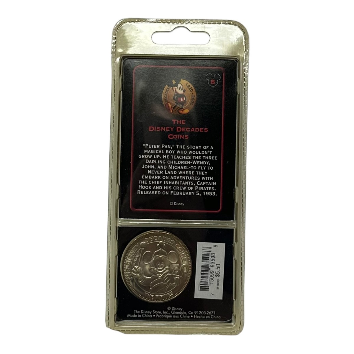 VTG (5) Disney Decades Coin #8 Peter Pan #9 Disco #11 Pluto #22