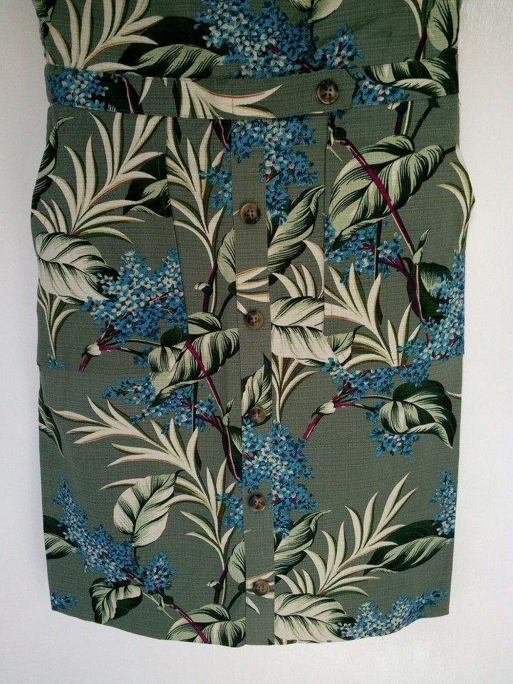 Oasis Green & Blue Floral Print Cotton Shift Dress Size 6 BNWT eBay