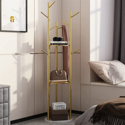 Marmor Sockel Kleiderständer 9 Haken Gold Garderobenständer Modern 172 cm Stabil