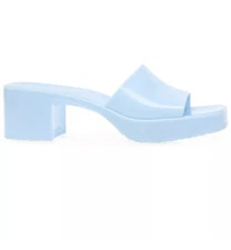 Steve Madden Womens Slip On Harlin Jelly Block Heel Sandals Blue Size 8M NWOB