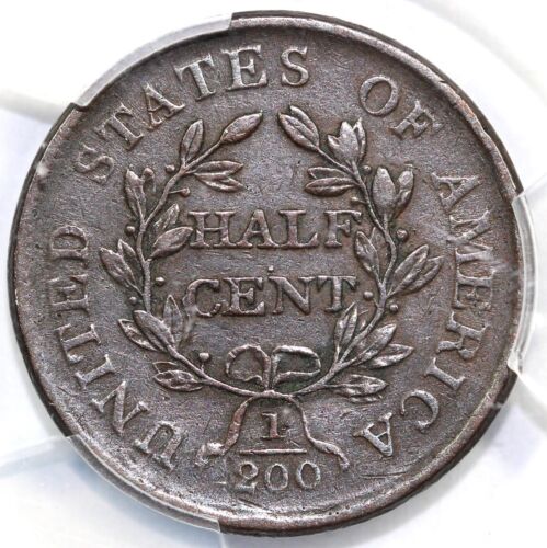 1806 1/2c C-1 Small 6, No Stems Draped Bust Half Cent PCGS XF Details Cleaned - Picture 2 of 5