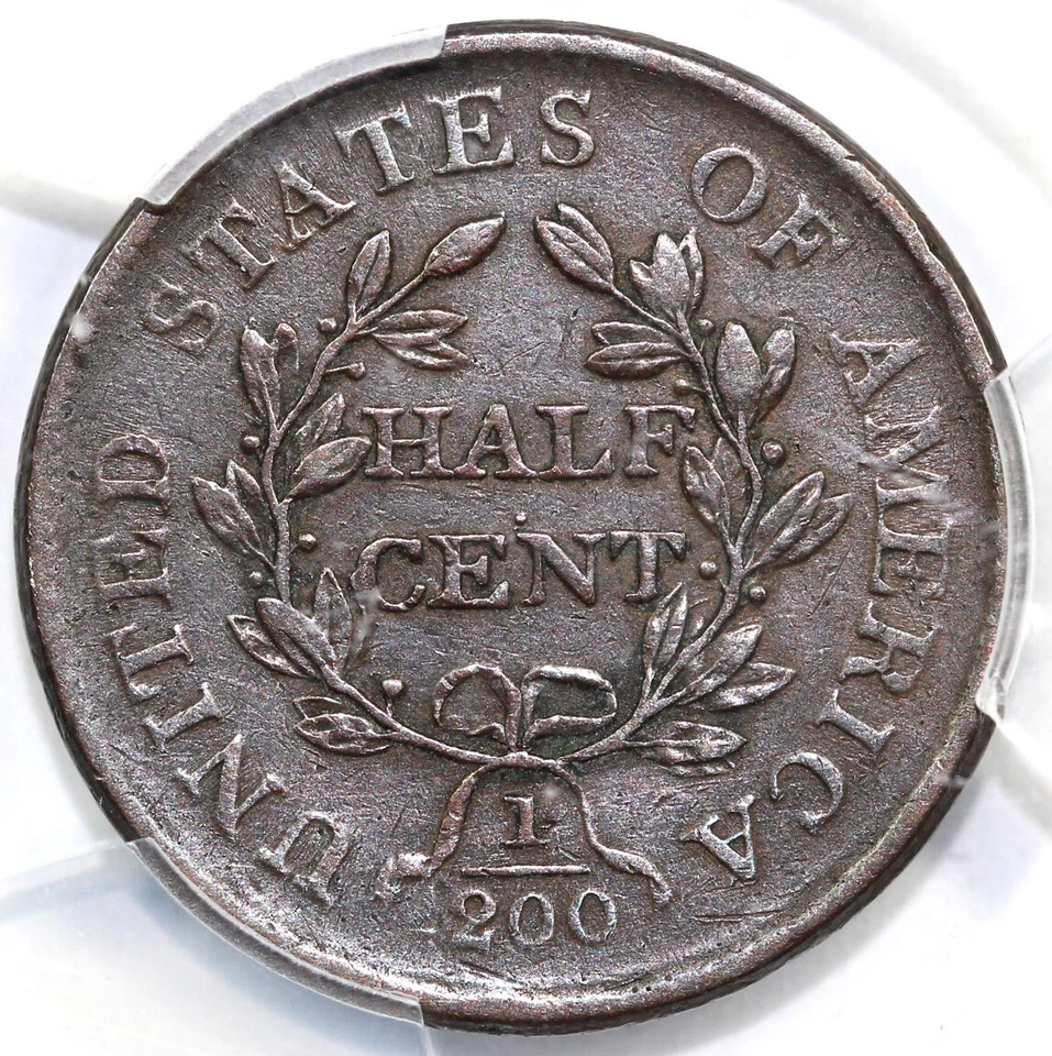 1806 1/2c C-1 Small 6, No Stems Draped Bust Half Cent PCGS XF Details Cleaned - Image 2 of 4