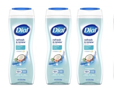 Dial Body Wash, Coconut Water, 16 fl oz (Pack of 3)