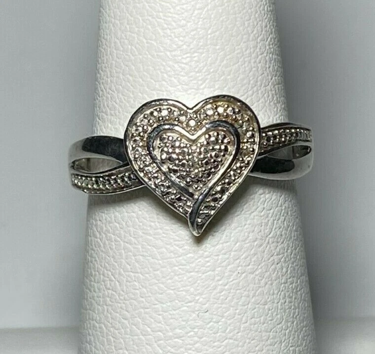 Diamond accent heart best sale ring in sterling silver
