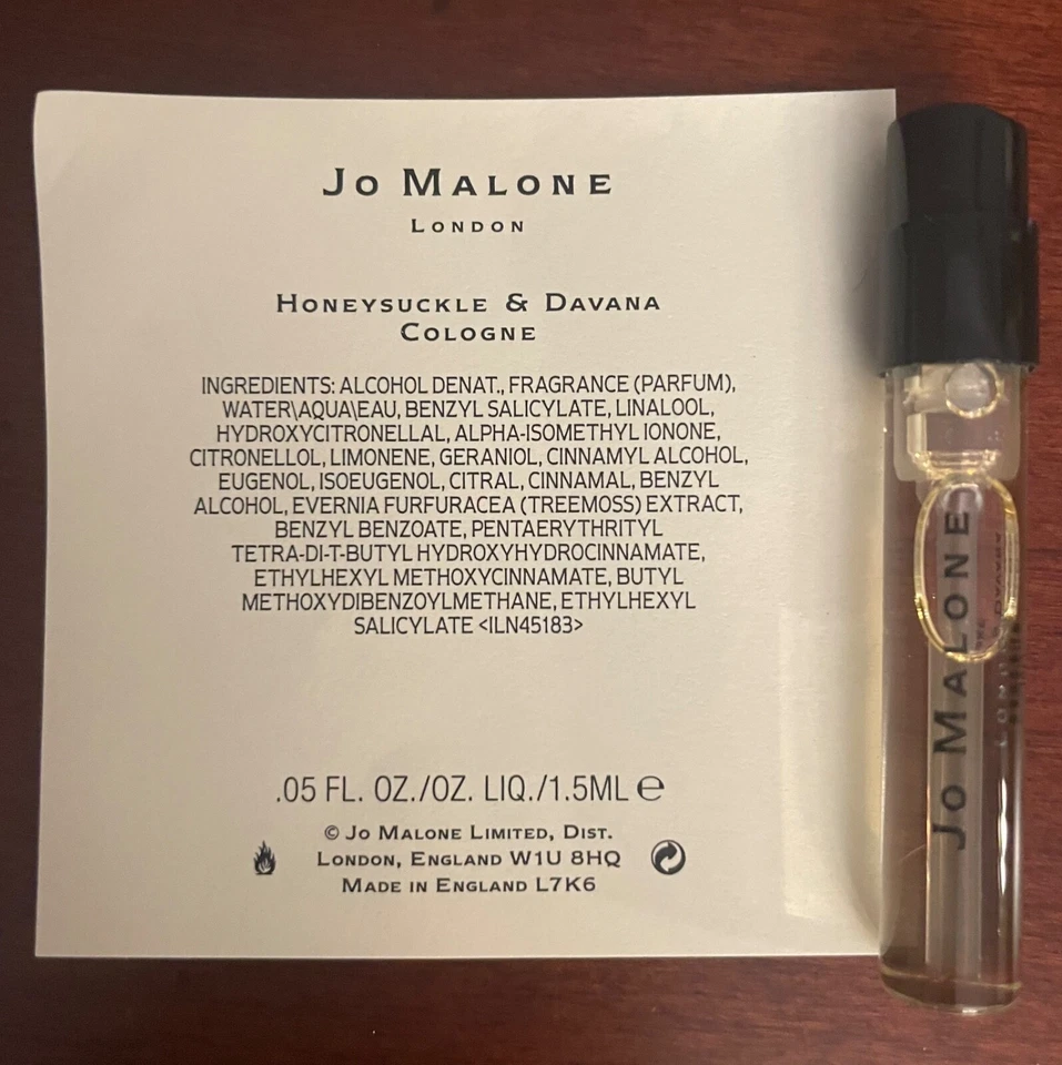 ОДЕКОЛОН JO MALONE ЖИМОЛОСТЬ И DAVANA 1,5 мл 0,05 жидкой унции x 1 ОБРАЗЕЦ ПАРФЮМЕРНОГО СПРЕЯ - Изображение 3 из 4