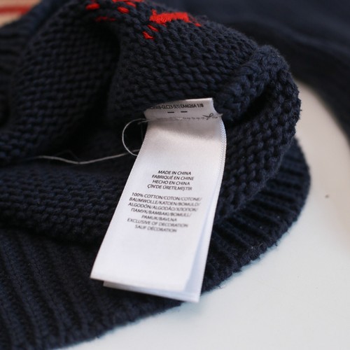 POLO RALPH LAUREN Knit Sweater Kids Color Navy Blue USA Flag 100% Cotton 4 Years - Picture 6 of 8