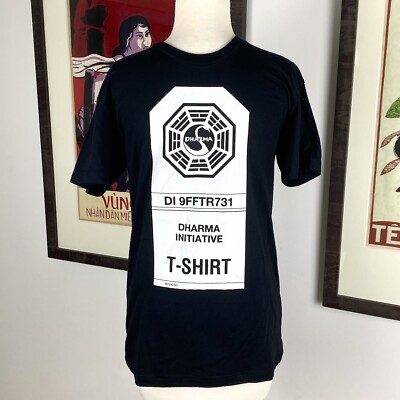 New Dharma Initiative Lost TV Show Ripple Junction Logo Tee Shirt XS Black