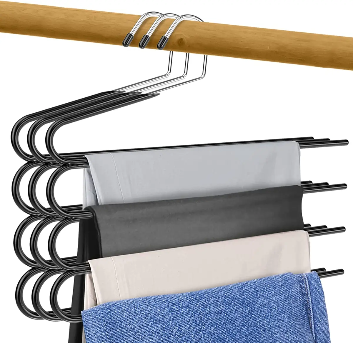 Frizty Pants Hangers Space Saving - 1 Pack Wood Scarf Hangers for Closet  Organizer - Jean Hangers Scarf Holder Closet Space Saving Hangers - Brown :  Amazon.in: Home & Kitchen