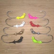 10 BARBED SPARKIE 3/8oz Jigs 4/0 HEAVY DUTY STEEL HOOK Boxing Glove Jig Heads