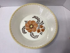 Royal China By Jeannette Large Round Serving Bowl Brown Orange Floral 11.75” EUC